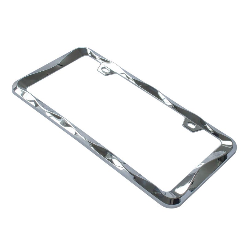 creathome 2Pcs Creathome 3D Curly Wave Pattern Chrome License Plate Frame from Pure Zinc Alloy Metal - Image 4